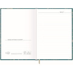 Carnet de notes A5 ligné "Fleur d'or" de Trendstuff by Häfft - 124 pages, 62 feuilles - idéal comme journal intime, livre d'idée