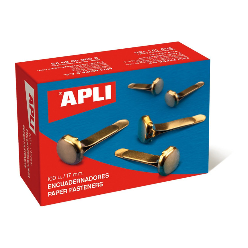 Apli 12284 - Boîte de 100 attaches parisiennes dorées - 17 mm Apli 12284 - Boîte de 100 attaches parisiennes dorées - 17 mm