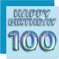 Carte de 100e anniversaire pour homme – Ballon de fête bleu pailleté – Cartes d'anniversaire pour homme de 100 ans, arrière-gran Carte de 100e anniversaire pour homme – Ballon de fête bleu pailleté – Cartes d'anniversaire pour homme de 100 ans, arrière-gran