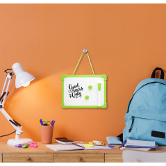 Mini tableau blanc magnétique effaçable avec marqueur noir, effaçable et 2 aimants – 15 x 20 cm multicolore – Pour enfants, dess