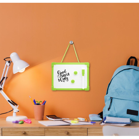 Mini tableau blanc magnétique effaçable avec marqueur noir, effaçable et 2 aimants – 15 x 20 cm multicolore – Pour enfants, dess