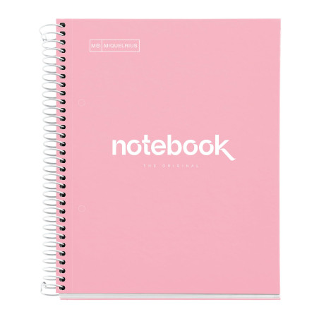 Miquelrius - Cahier A5 à spirale, Notebook Emotions, 80 Feuilles microperforée 90 g/m², Petits carreaux 5 mm, 1 Bande Couleur, C