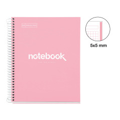 Miquelrius - Cahier A5 à spirale, Notebook Emotions, 80 Feuilles microperforée 90 g/m², Petits carreaux 5 mm, 1 Bande Couleur, C