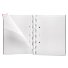 Miquelrius - Cahier A5 à spirale, Notebook Emotions, 80 Feuilles microperforée 90 g/m², Petits carreaux 5 mm, 1 Bande Couleur, C