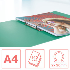 Esselte - Classeur à Anneaux, Capacité 140 Feuilles, Dos de 20 mm, Classeur A4 à 2 Anneaux, Couverture Souple, Maison / Bureau,