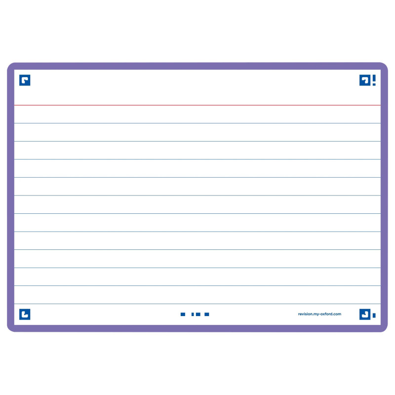 OXFORD Flash 2.0- 80 Fiches Bristol Flash Cards A6 (10,5 x 14,8cm) Ligné Cadre Violet OXFORD Flash 2.0- 80 Fiches Bristol Flash Cards A6 (10,5 x 14,8cm) Ligné Cadre Violet