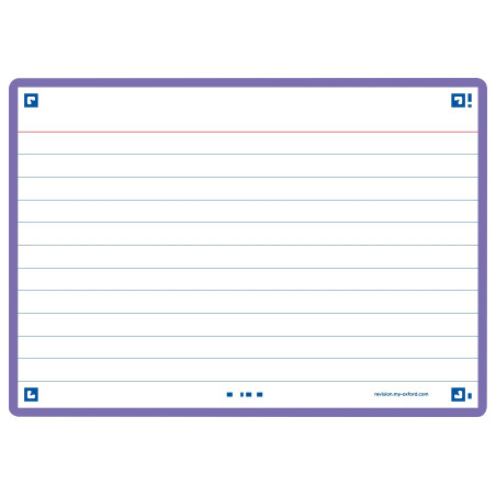 OXFORD Flash 2.0- 80 Fiches Bristol Flash Cards A6 (10,5 x 14,8cm) Ligné Cadre Violet