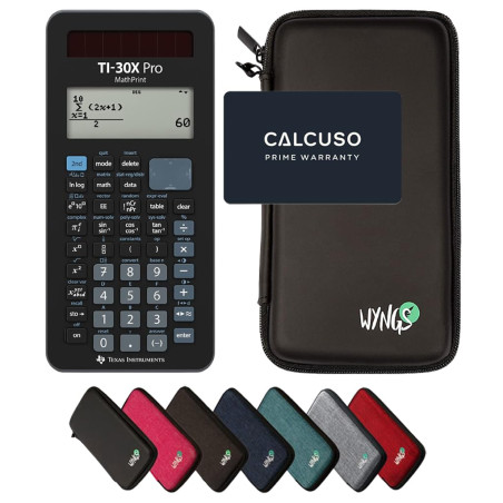 TI-30X Pro MathPrint avec Housse de Protection WYNGS Incluse Noir - Calculatrice Scientifique - Pack de Base