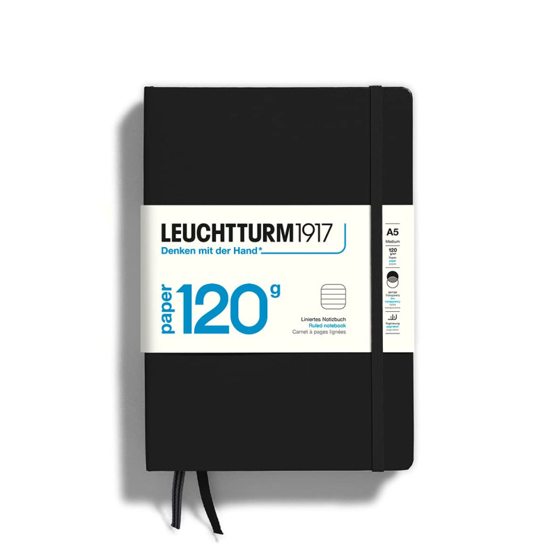 LEUCHTTURM1917 363534 Carnet 120 g/m² Paper Edition, couverture rigide, Medium (A5), Noir, ligné LEUCHTTURM1917 363534 Carnet 120 g/m² Paper Edition, couverture rigide, Medium (A5), Noir, ligné