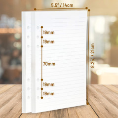 Inserts De Planificateur A5 À 6 Anneaux – 21 X 14,2 cm – Couleur Crème Épaisse À Pois, Feuilles Mobiles 120 GSM, Recharges De Pa