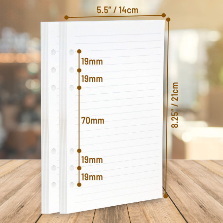 Inserts De Planificateur A5 À 6 Anneaux – 21 X 14,2 cm – Couleur Crème Épaisse À Pois, Feuilles Mobiles 120 GSM, Recharges De Pa