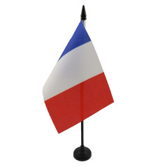 AZ FLAG - Drapeau De Table France - 15x10 cm - Mini Drapeau Français De Bureau 100% Polyester Avec Hampe De 25cm Et Socle En Pla