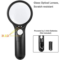 Loupe avec lumière, BUSATIA illuminée par BUSATIA avec grossissement 3X 45x, loupe de Poche légère pour la Lecture, l'inspection