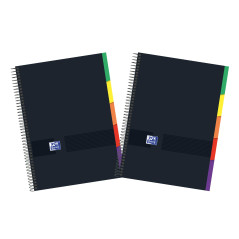 Oxford Black N'Colours Lot de 2 cahiers A4+, micro-perforés, couverture extra rigide, 100 feuilles, quadrillage 5 x 5, lot de 2