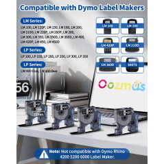 Oozmas 45021 Ruban pour Étiqueteuse Compatible avec Dymo D1 Blanc sur Noir 12mm x 7m, Cartouche Compatible avec DYMO LabelManage