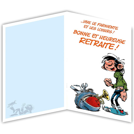 GLMX-2034 Maxi Grande Carte GASTON LAGAFFE Départ Retraite avec Enveloppe Au Revoir Bonne Route Continuation Pot Collègue Travai
