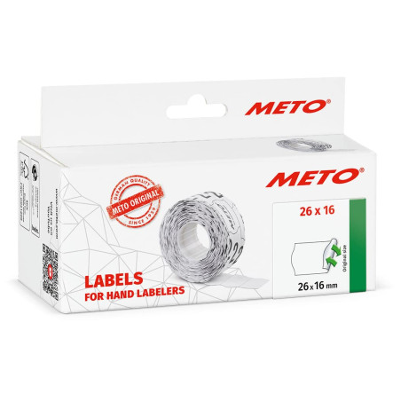 Meto Étiquettes pour étiqueteuse manuelle, réf. 9506166 (26 x 16 mm, 2 lignes, 6000 étiquettes, décollables et repositionnables,