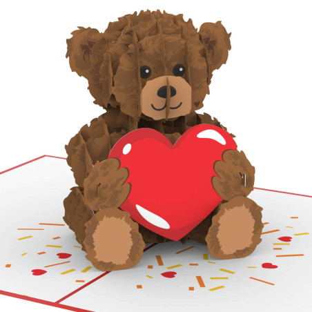 papercrush® Carte pop-up Ours en Peluche avec Cœur - Mignonne carte Noël 3D pour femmes (épouse, maman, mamie), Carte de voeux d
