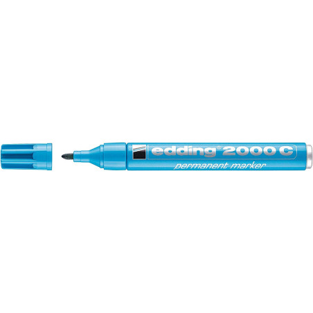 edding 2000 C Marqueur permanent - bleu clair - 1 stylo - pointe ronde 1,5-3 mm - sèche vite - résiste à l'eau et à l'essuyage -