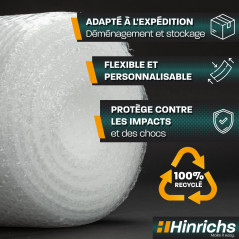 Hinrichs Rouleau de Papier Bulle 20m x 30cm perforé - Idéal pour l'expédition, l'emballage et le Déménagement - 100% Recyclable 