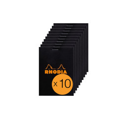 RHODIA 122009Cpack - Bloc-Notes Agrafé N°12 Black - 8,5x12 cm - Petits Carreaux - 80 Feuilles Détachables - Papier Clairefontain