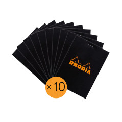 RHODIA 122009Cpack - Bloc-Notes Agrafé N°12 Black - 8,5x12 cm - Petits Carreaux - 80 Feuilles Détachables - Papier Clairefontain