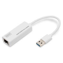 Adaptateur réseau DIGITUS via USB 3.0 - Gigabit Ethernet 1 GBit/s RJ45 - Connexion LAN supplémentaire via connecteur USB-A