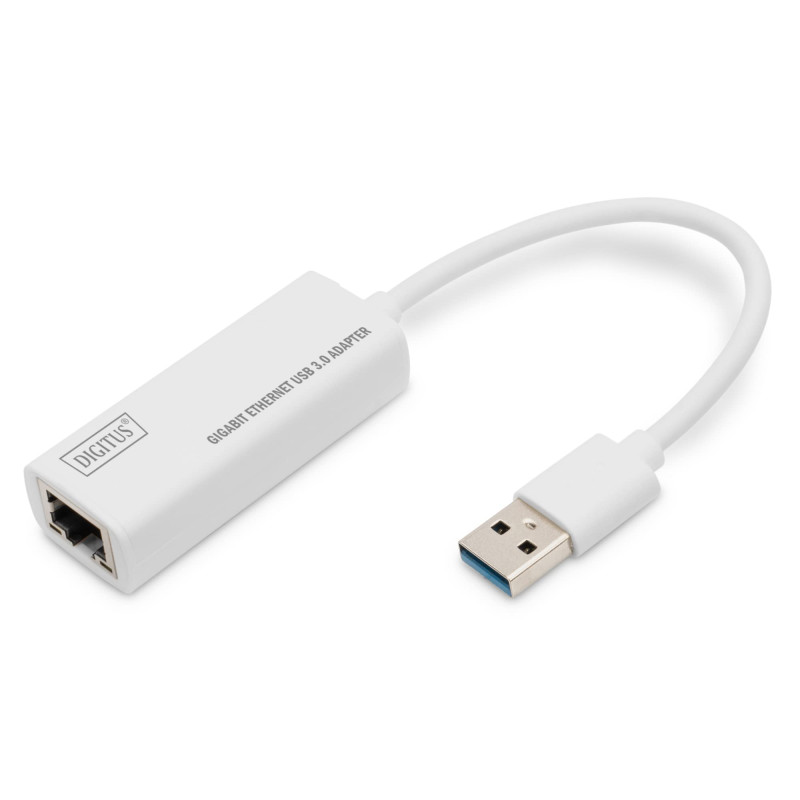 Adaptateur réseau DIGITUS via USB 3.0 - Gigabit Ethernet 1 GBit/s RJ45 - Connexion LAN supplémentaire via connecteur USB-A