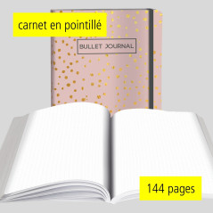 Online Journal en pointillé A5 - papier epais premium 120g/m², FSC - 144 pages - carnet de notes design Spotlights Rose - cahier