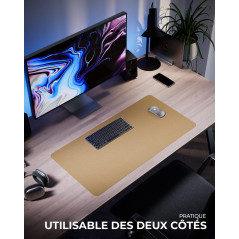 MYMIND® Sous-mains Set de 2 Marron 80x40 - Qualité supérieure avec tapis de souris supplémentaire - Liège naturel écologique - S