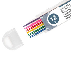 Liderpapel 52401Etui de 12 mines effaçables 0.5 mm couleur pour Porte-mines et Critérium