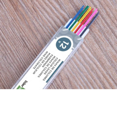 Liderpapel 52401Etui de 12 mines effaçables 0.5 mm couleur pour Porte-mines et Critérium