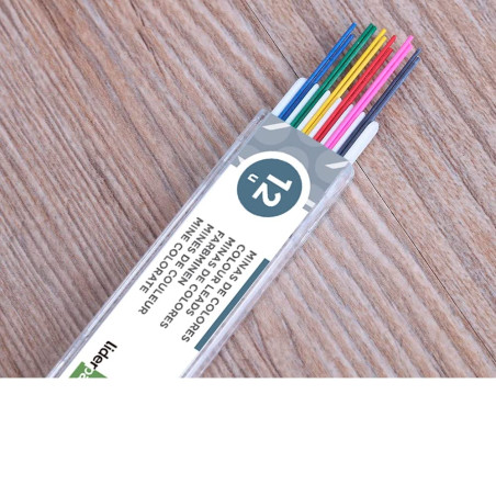 Liderpapel 52401Etui de 12 mines effaçables 0.5 mm couleur pour Porte-mines et Critérium