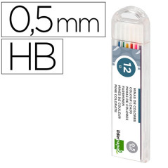 Liderpapel 52401Etui de 12 mines effaçables 0.5 mm couleur pour Porte-mines et Critérium