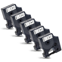 Labelwell 5x 12mm 45013s Noir sur Blanc Ruban d'étiquettes Compatible pour Dynmo 45013 S0720530 pour Dynmo LabelManager 160 280