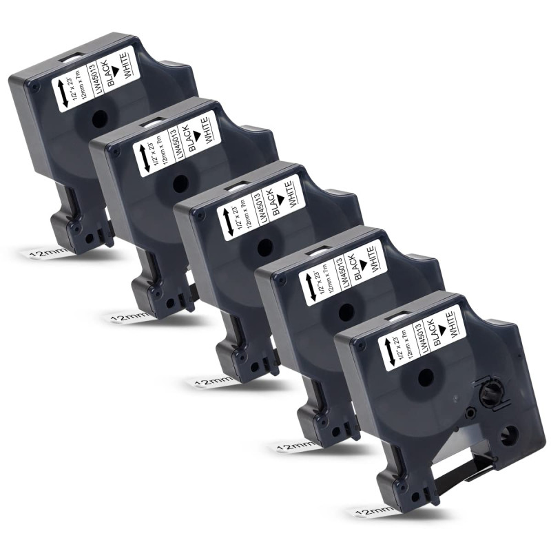 Labelwell 5x 12mm 45013s Noir sur Blanc Ruban d'étiquettes Compatible pour Dynmo 45013 S0720530 pour Dynmo LabelManager 160 280 Labelwell 5x 12mm 45013s Noir sur Blanc Ruban d'étiquettes Compatible pour Dynmo 45013 S0720530 pour Dynmo LabelManager 160 280