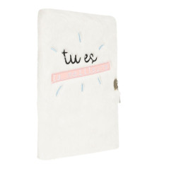 DRAEGER Paris - Journal Intime Blanc Peluche Tu ES la Meilleure- Journal avec Cadenas et clés pour Ses Secrets personnels - Carn