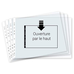 Waytex Chemise Pochette perforée A3, épais 7.5/100, Sachet de 10 (Ouverture Haut)