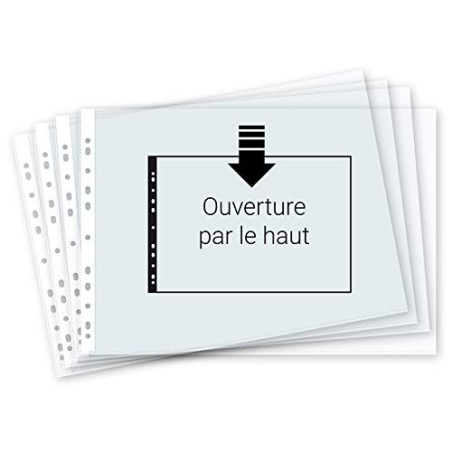 Waytex Chemise Pochette perforée A3, épais 7.5/100, Sachet de 10 (Ouverture Haut)