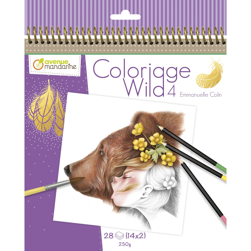 MY MANDARINE GY093C - Un carnet de coloriage Wild - 28 pages 20x20 cm - Coloriage pour Adulte - WILD 4 MY MANDARINE GY093C - Un carnet de coloriage Wild - 28 pages 20x20 cm - Coloriage pour Adulte - WILD 4