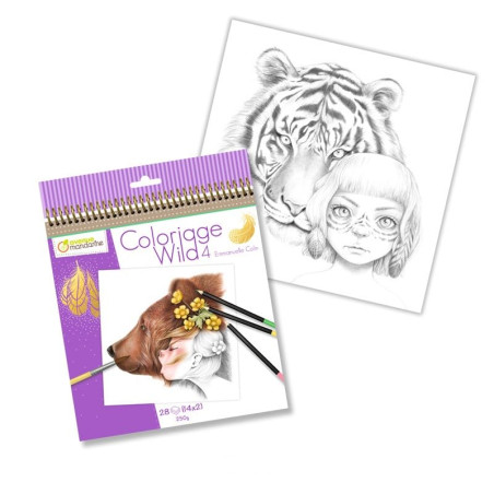 MY MANDARINE GY093C - Un carnet de coloriage Wild - 28 pages 20x20 cm - Coloriage pour Adulte - WILD 4