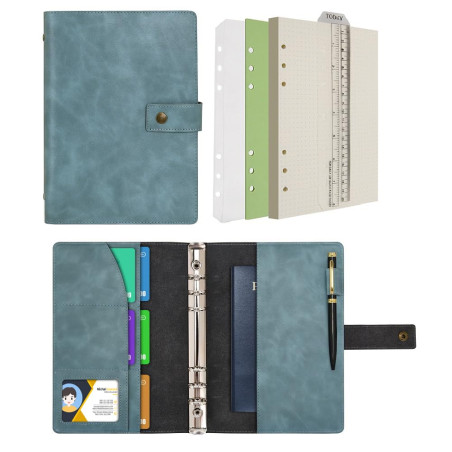 Wonderpool Carnet de notes rechargeable en cuir - Papier à pois intérieur en cuir véritable pour le travail de voyage et l'organ