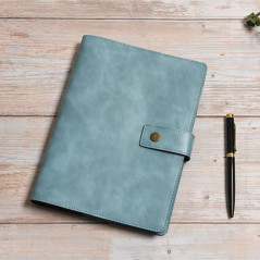 Wonderpool Carnet de notes rechargeable en cuir - Papier à pois intérieur en cuir véritable pour le travail de voyage et l'organ