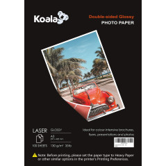 KOALA Papier Photo Double Face Brillant pour imprimante LASER, A3, 130 g/m², 100 feuilles. Convient pour l'impression de Photos,