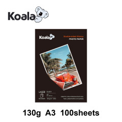 KOALA Papier Photo Double Face Brillant pour imprimante LASER, A3, 130 g/m², 100 feuilles. Convient pour l'impression de Photos,