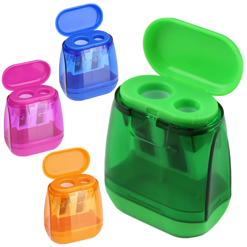 4 Pièces Taille-crayon,Taille Crayon Double Trouc avec Reservoir en Plastique,pour Crayon épais et Fin,4 Couleurs 4 Pièces Taille-crayon,Taille Crayon Double Trouc avec Reservoir en Plastique,pour Crayon épais et Fin,4 Couleurs