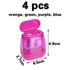 4 Pièces Taille-crayon,Taille Crayon Double Trouc avec Reservoir en Plastique,pour Crayon épais et Fin,4 Couleurs