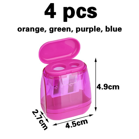 4 Pièces Taille-crayon,Taille Crayon Double Trouc avec Reservoir en Plastique,pour Crayon épais et Fin,4 Couleurs