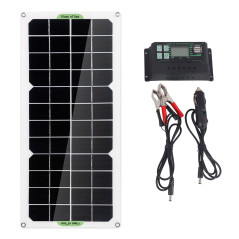 Ocnvlia 30W Panneau Solaire Voiture Van Bateau Caravane Camping-Car Trickle Portable 12V Chargeur de Batterie avec ContrôLeur 10