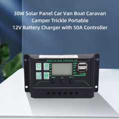 Ocnvlia 30W Panneau Solaire Voiture Van Bateau Caravane Camping-Car Trickle Portable 12V Chargeur de Batterie avec ContrôLeur 10
